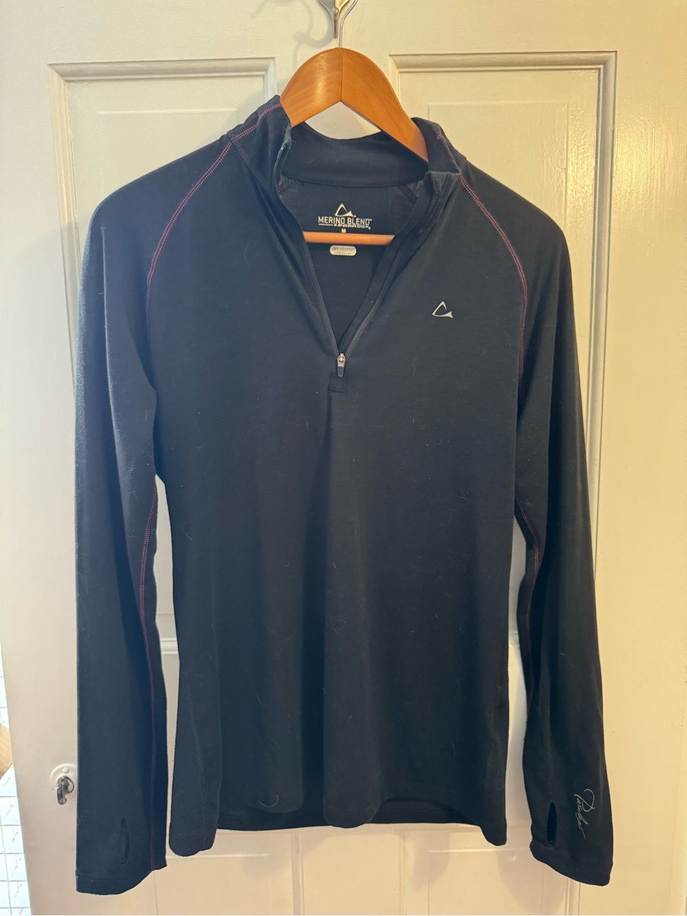 Paradox Black Quarter Zip Long-Sleeve Base Layer Top with Red Constrast Stitchin